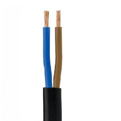 1.0mm 2 core black pvc cable pr mt