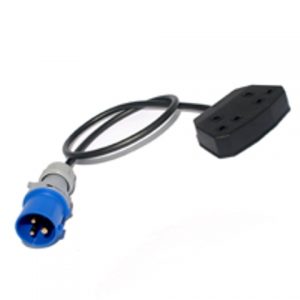 240V 1.5MM 16A Plug - 13A Twin Socket 1MT Tail Lead